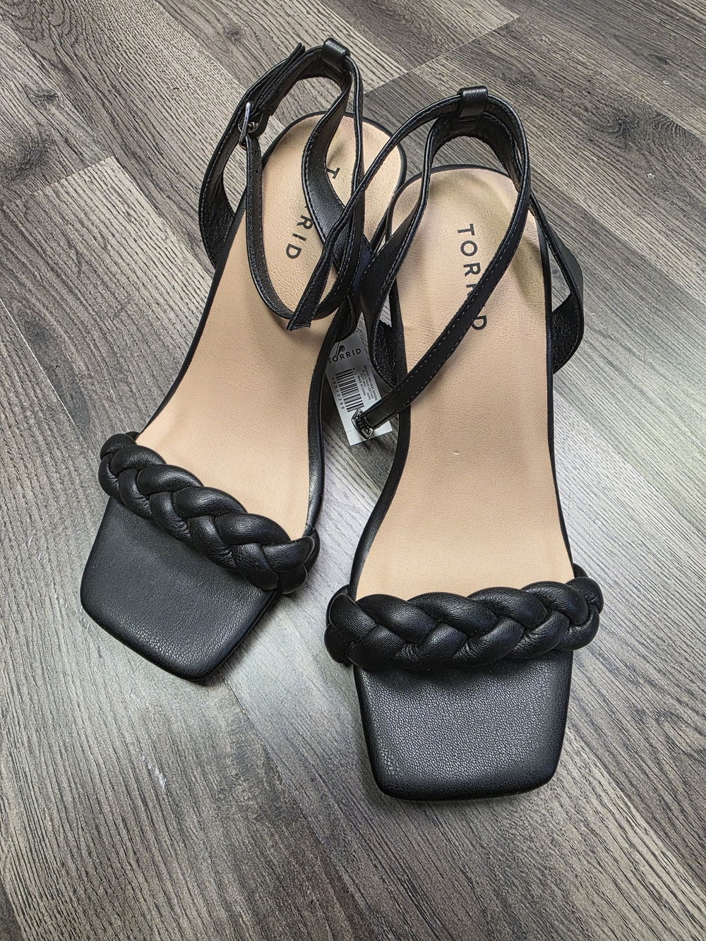 torrid Black Braided Square-Toe Ankle-Strap Heels